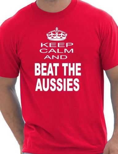Keep Calm & Beat Aussies Ashes Cricket T-Shirt