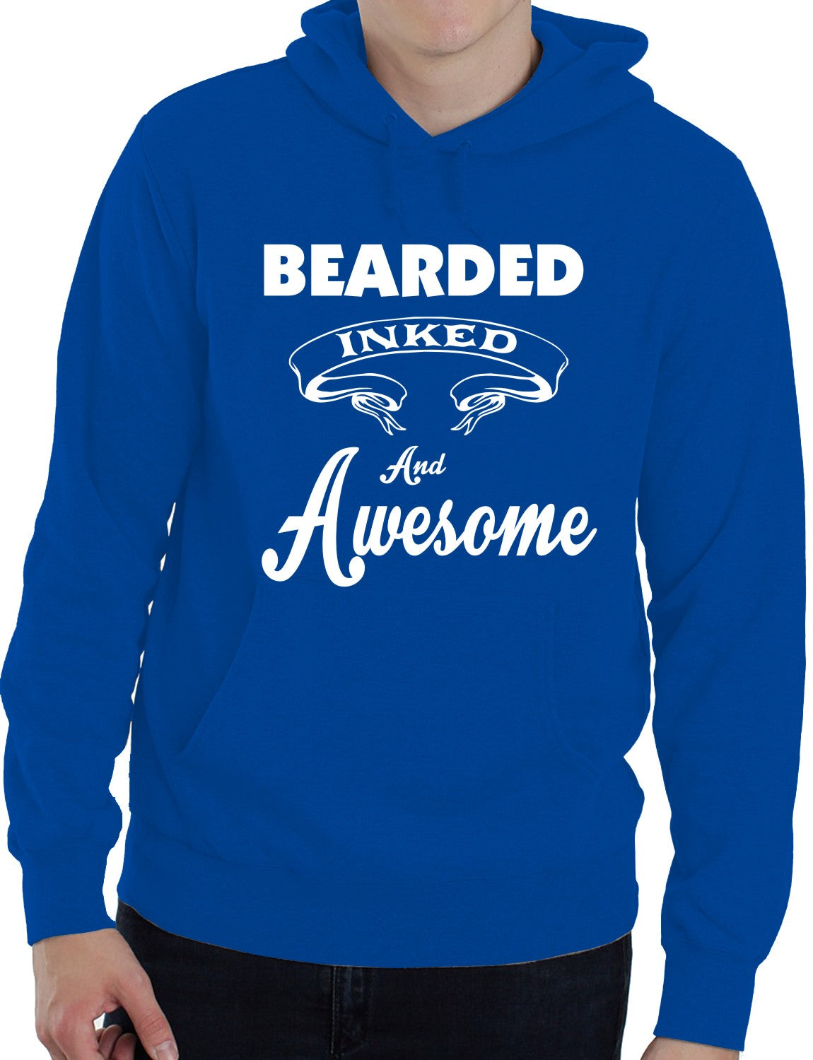 Bearded Inked And Awesome Funny Unisex Hoodie Size