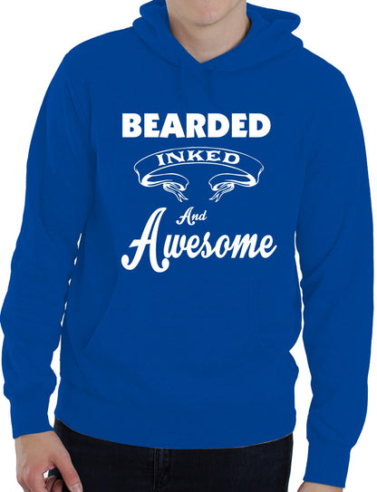 Bearded Inked And Awesome Funny Unisex Hoodie Size