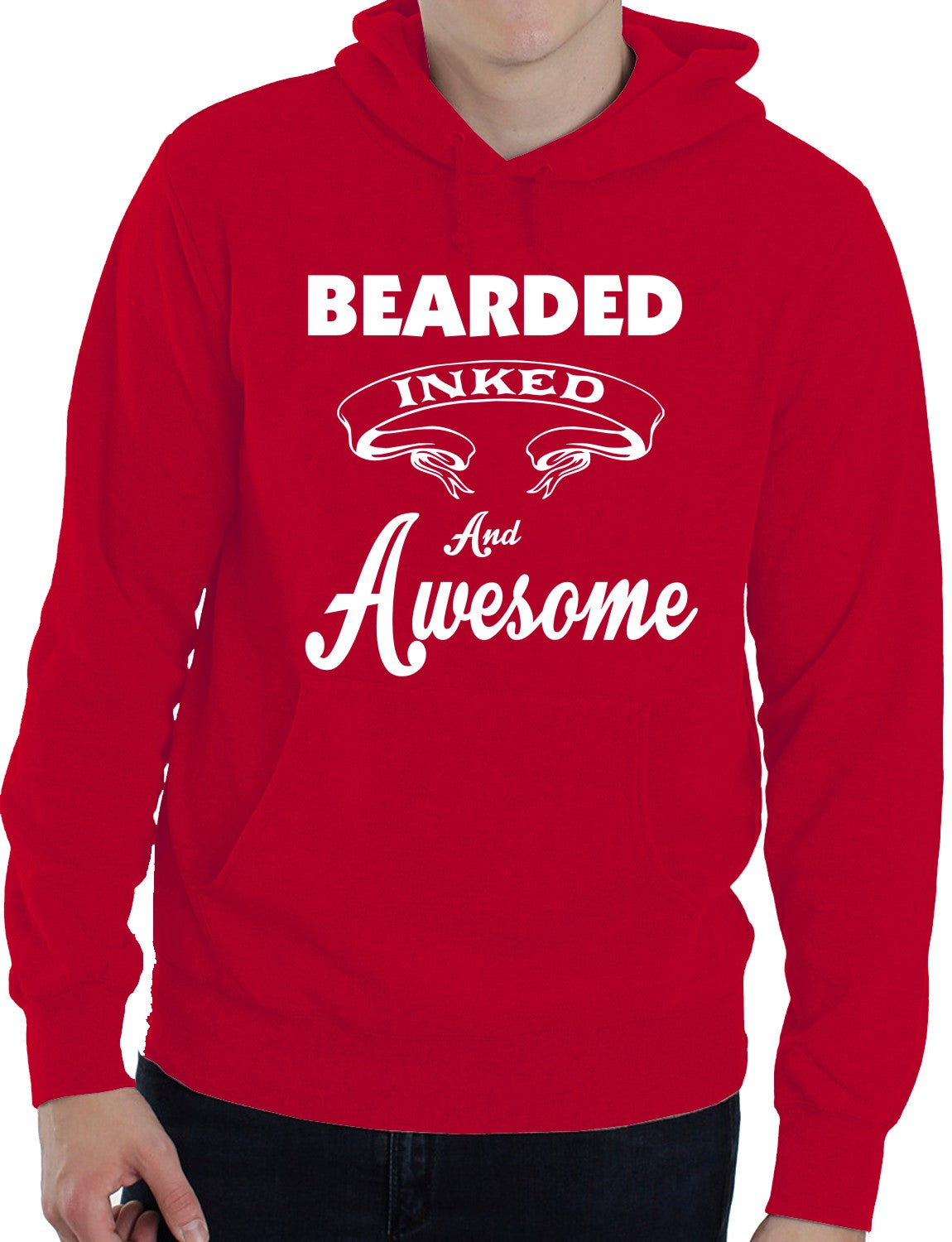 Bearded Inked And Awesome Funny Unisex Hoodie Size