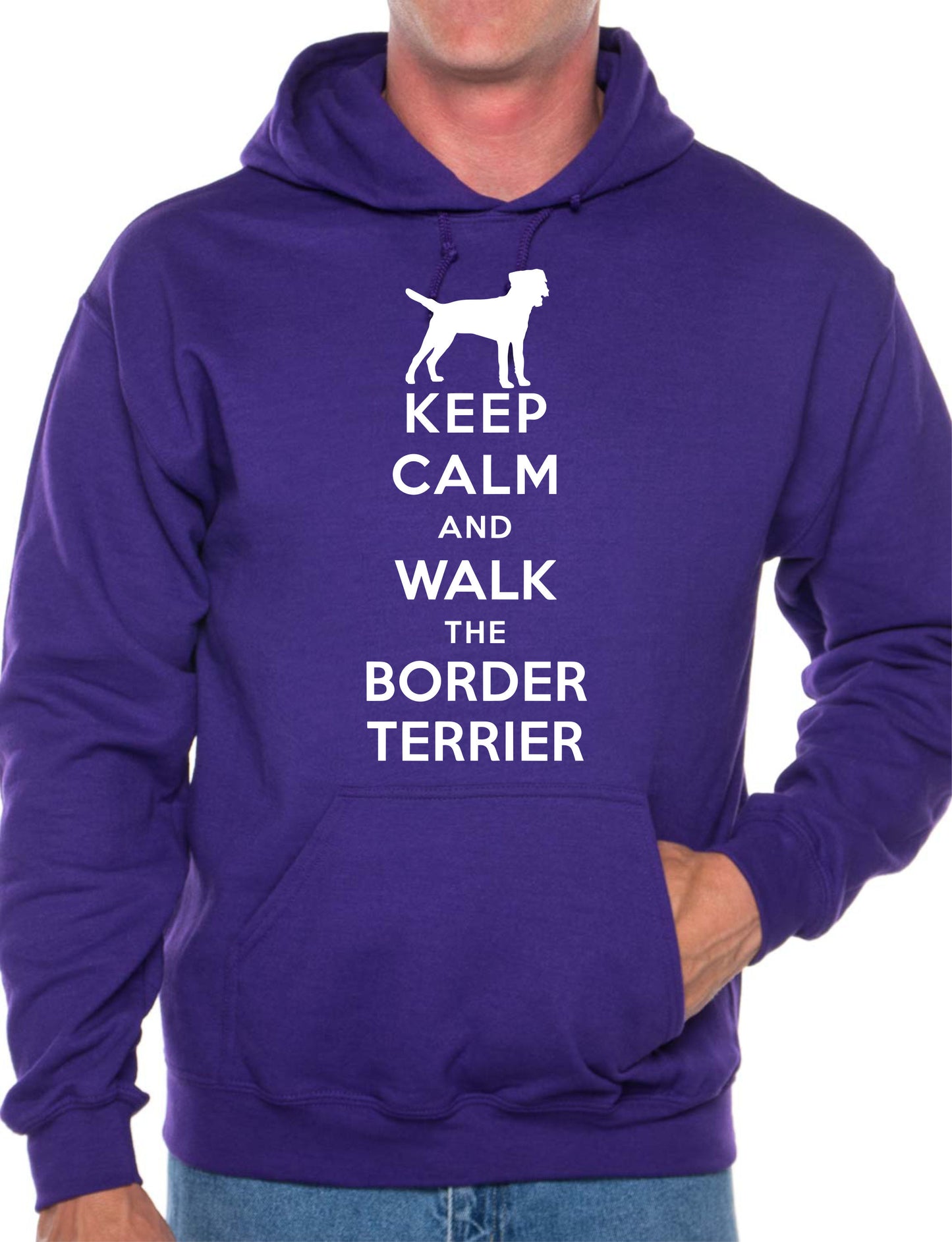 Keep Calm Walk Border Terrier Dog Lovers Hoodie Size