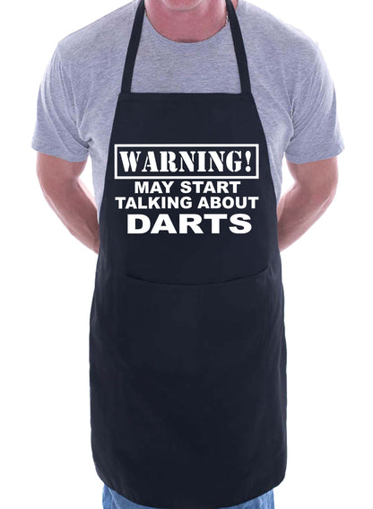 Warning May Talk About Darts Funny BBQ Novelty Cooking Apron