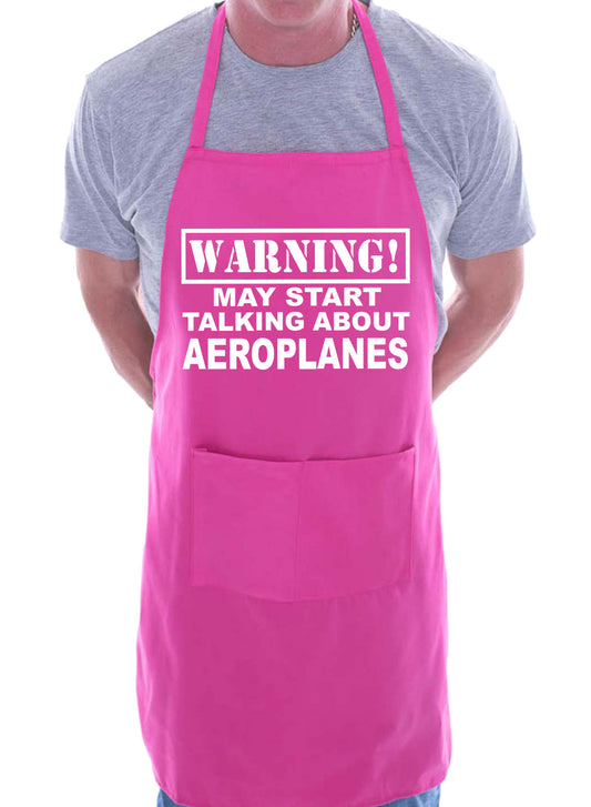 Warning May Talk About Aeroplanes Funny BBQ Novelty Cooking Apron