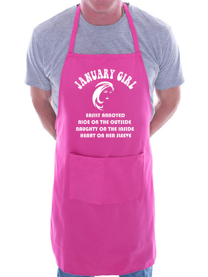January Birthday Girl Woman Funny Joke BBQ Apron
