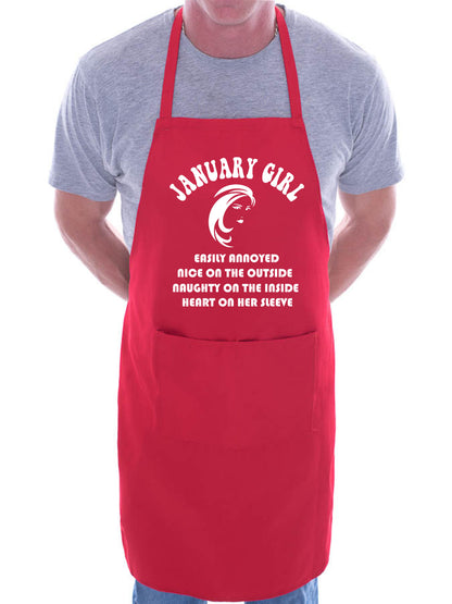 January Birthday Girl Woman Funny Joke BBQ Apron