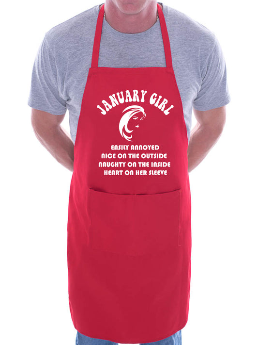 January Birthday Girl Woman Funny Joke BBQ Apron