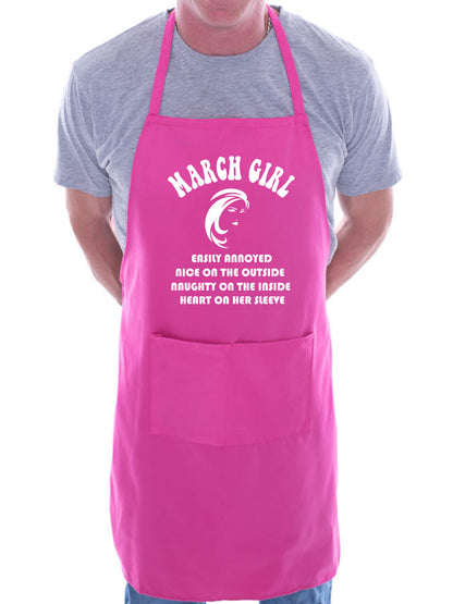 March Birthday Girl Woman Funny Joke BBQ Apron
