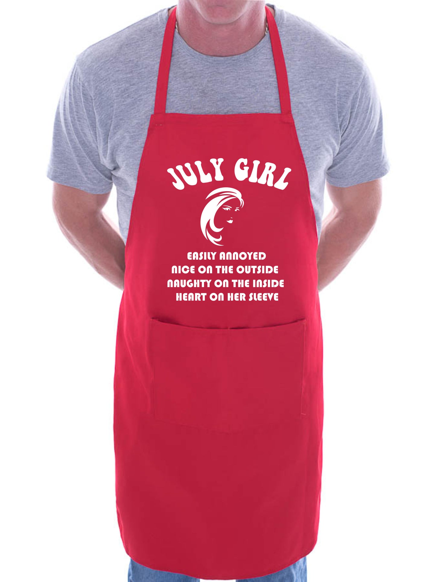 July Birthday Girl Woman Funny Joke BBQ Apron