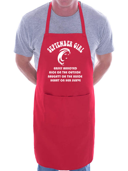 September Birthday Girl Woman Funny Joke BBQ Apron