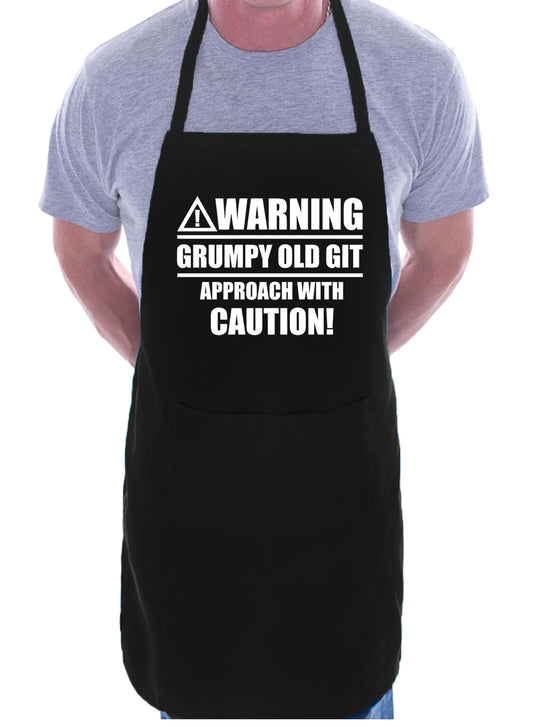 Warning Grumpy Git Birthday Funny BBQ Apron