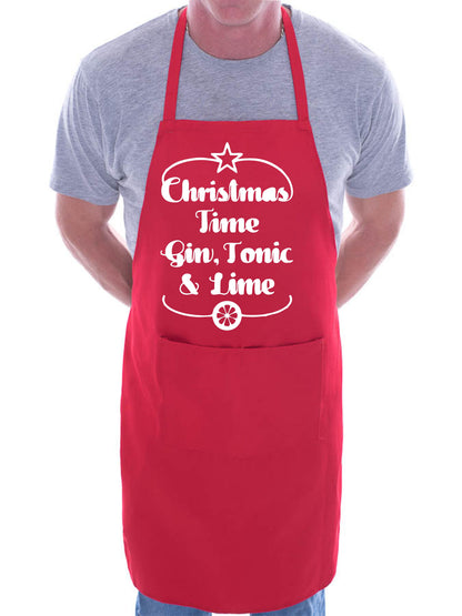 Christmas Time Gin And Lime Xmas Funny Chef Cook BBQ Apron