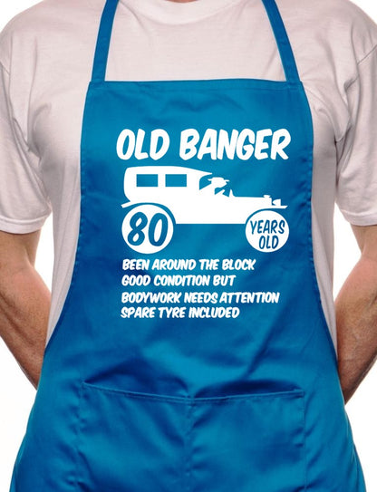80th Birthday Old Banger BBQ Cooking Funny Novelty Apron