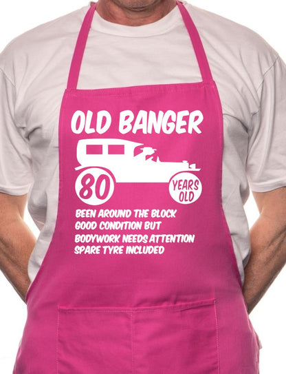 80th Birthday Old Banger BBQ Cooking Funny Novelty Apron