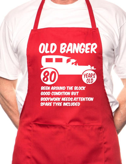 80th Birthday Old Banger BBQ Cooking Funny Novelty Apron