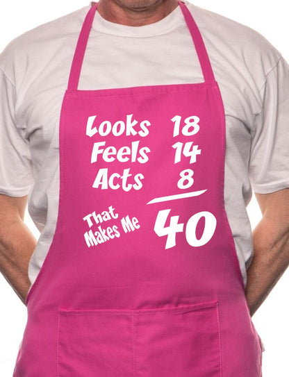 Adult 40th Birthday Looks Feels BBQ Cooking Funny Novelty Apron