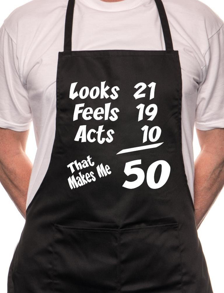 50th Birthday Looks Feels BBQ Funny Apron