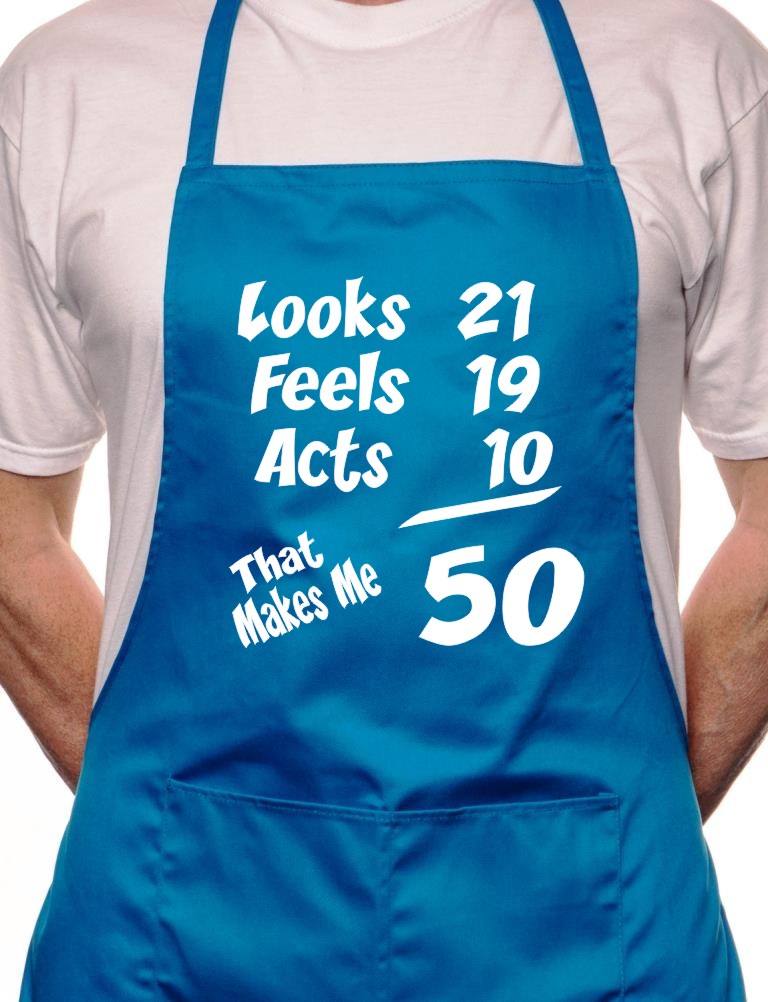 50th Birthday Looks Feels BBQ Funny Apron