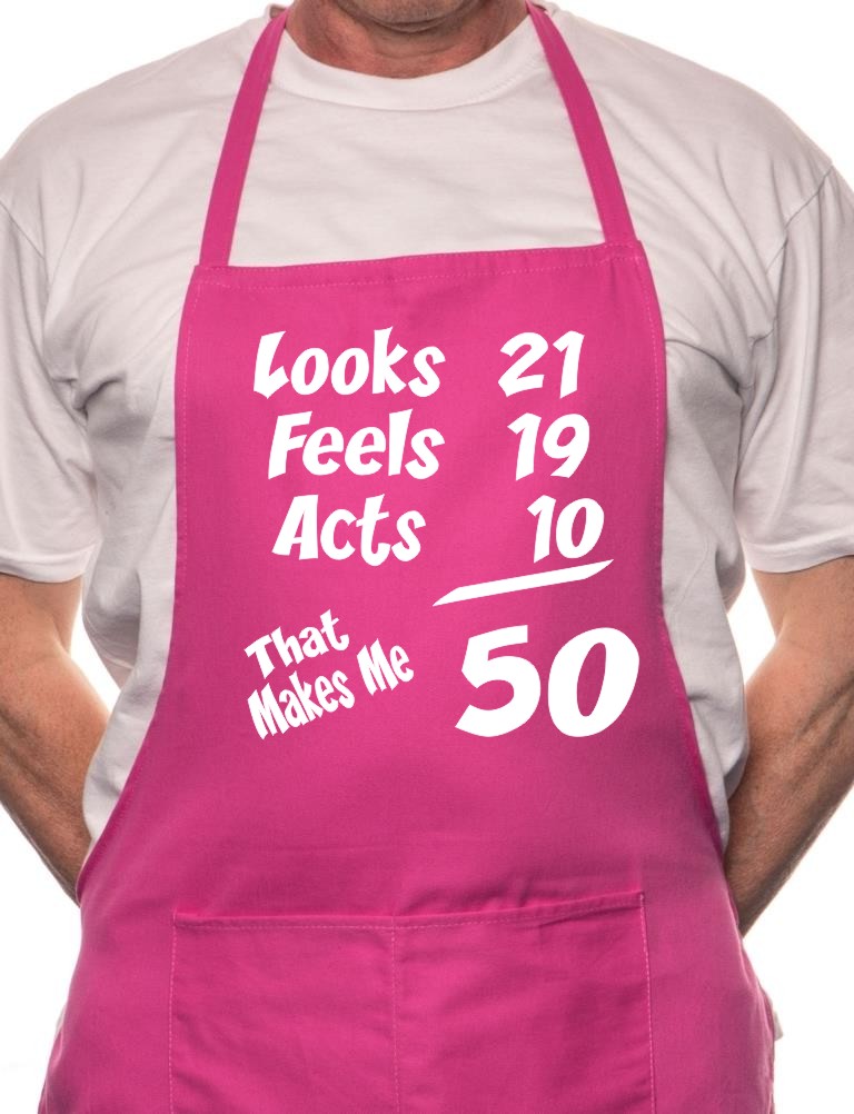 50th Birthday Looks Feels BBQ Funny Apron