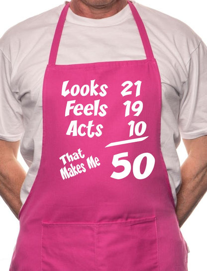 50th Birthday Looks Feels BBQ Funny Apron