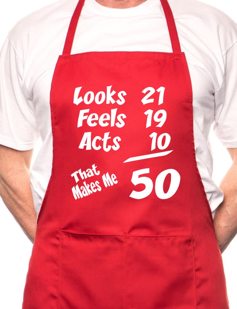 50th Birthday Looks Feels BBQ Funny Apron