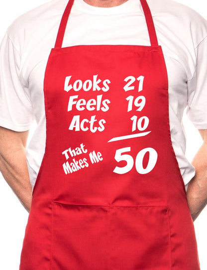 50th Birthday Looks Feels BBQ Funny Apron