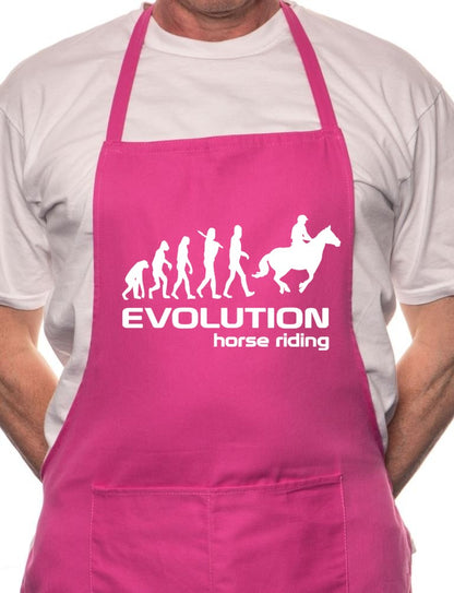 Adult Evolution Of Horse Riding Pony BBQ Cooking Funny Novelty Apron