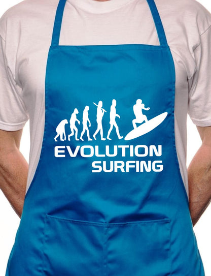 Adult Surfing Evolution Of Watersports BBQ Cooking Funny Novelty Apron