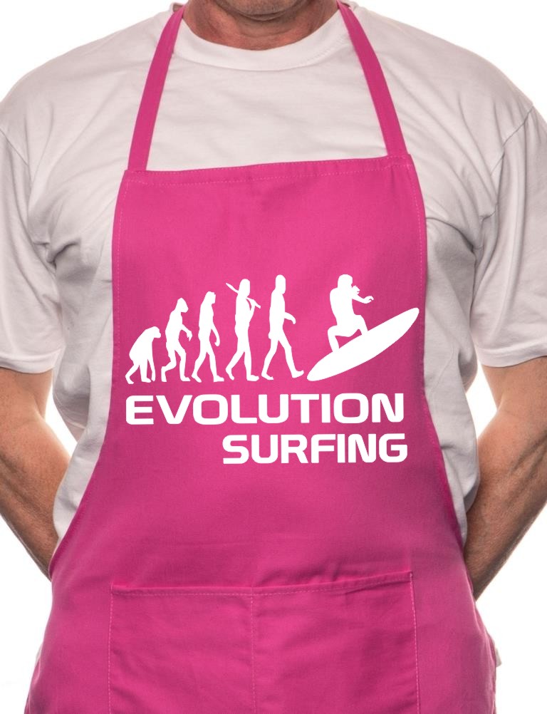 Adult Surfing Evolution Of Watersports BBQ Cooking Funny Novelty Apron
