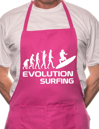 Adult Surfing Evolution Of Watersports BBQ Cooking Funny Novelty Apron