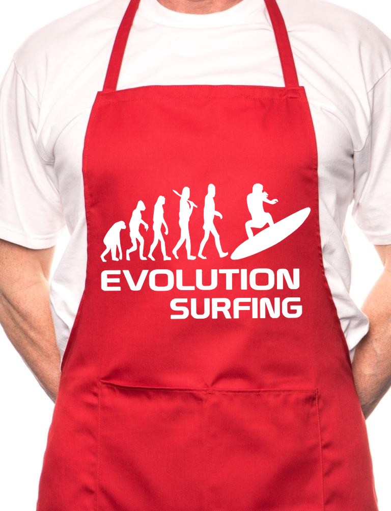 Adult Surfing Evolution Of Watersports BBQ Cooking Funny Novelty Apron