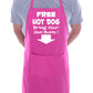 Free Hot Dog Funny Gift BBQ Apron Birthday Present Father's Day