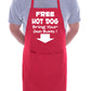 Free Hot Dog Funny Gift BBQ Apron Birthday Present Father's Day