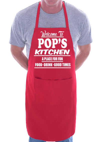 Welcome To Pop's Kitchen Apron Gift Funny Gag Gift BBQ Apron