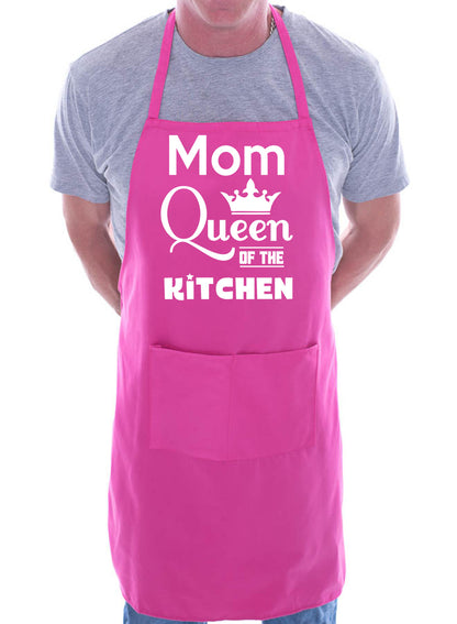 Mom Queen Of The Kitchen Funny Chef Birthday Gift Novelty Cooking BBQ Apron