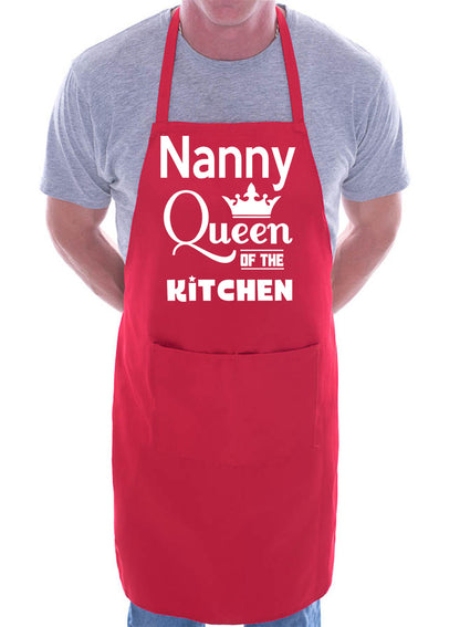 Nanny Queen Of The Kitchen Funny Chef Birthday Gift Novelty Cooking BBQ Apron