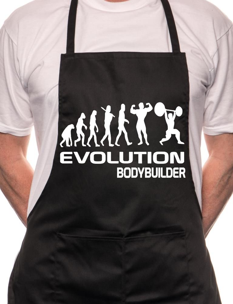 Adult Evolution Of Body Building BBQ Cooking Funny Novelty Apron