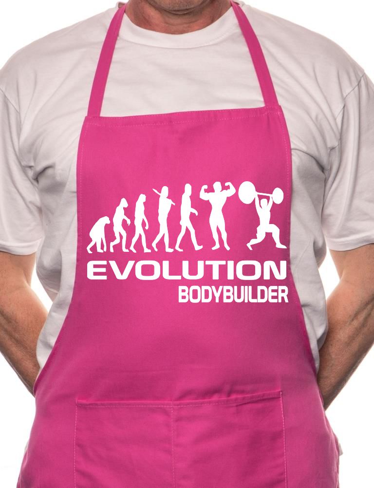 Adult Evolution Of Body Building BBQ Cooking Funny Novelty Apron