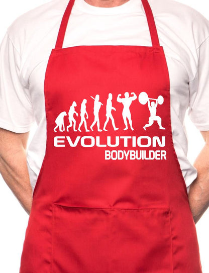 Adult Evolution Of Body Building BBQ Cooking Funny Novelty Apron