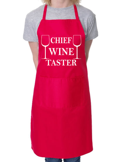 Chief Wine Taster Apron Novelty Slogan BBQ Baking Cooking
