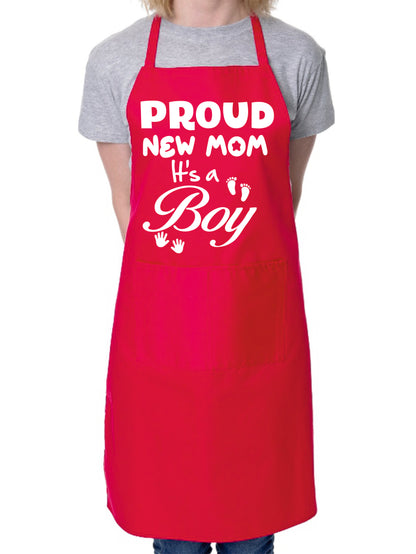 Proud New Mom It’s a Boy New Baby Apron Baking BBQ
