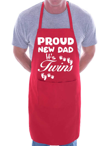 Proud New Dad It’s Twins New Baby Apron Novelty Baking BBQ Cooking