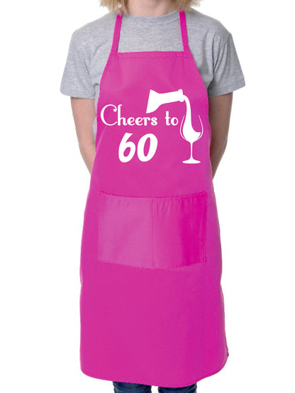 60th Birthday Apron Cheers to 60 Apron Novelty Baking BBQ Cooking Gift