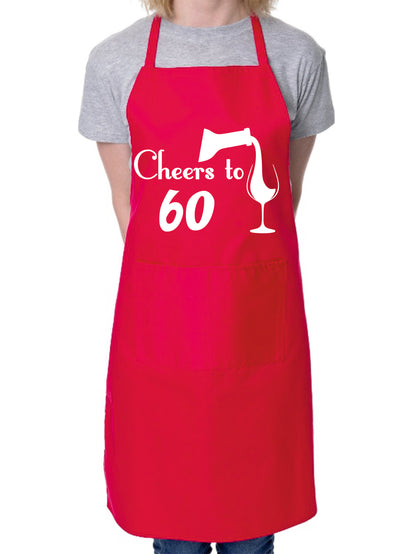 60th Birthday Apron Cheers to 60 Apron Novelty Baking BBQ Cooking Gift