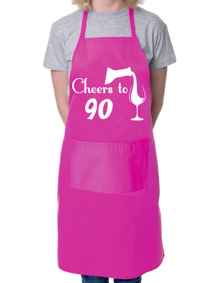 90th Birthday Apron Cheers to 90 Apron Novelty Baking BBQ Cooking Gift