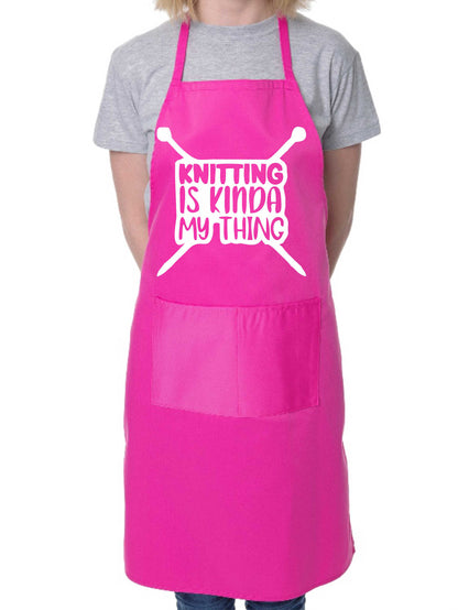Knitting Is My Kinda Thing Funny Apron Novelty Baking Crafting Cooking