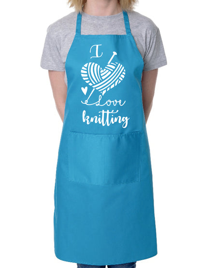 I love Knitting Apron Baking Crafting Cooking Apron