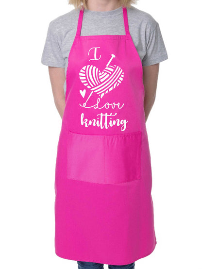 I love Knitting Apron Baking Crafting Cooking Apron