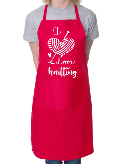 I love Knitting Apron Baking Crafting Cooking Apron