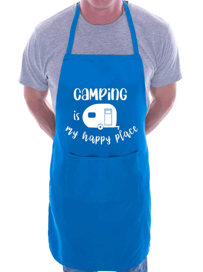 Camping Is My Happy Place Apron Baking BBQ Cooking