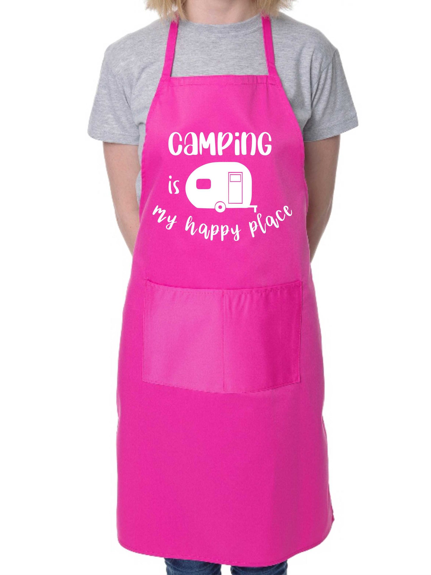 Camping Is My Happy Place Apron Baking BBQ Cooking